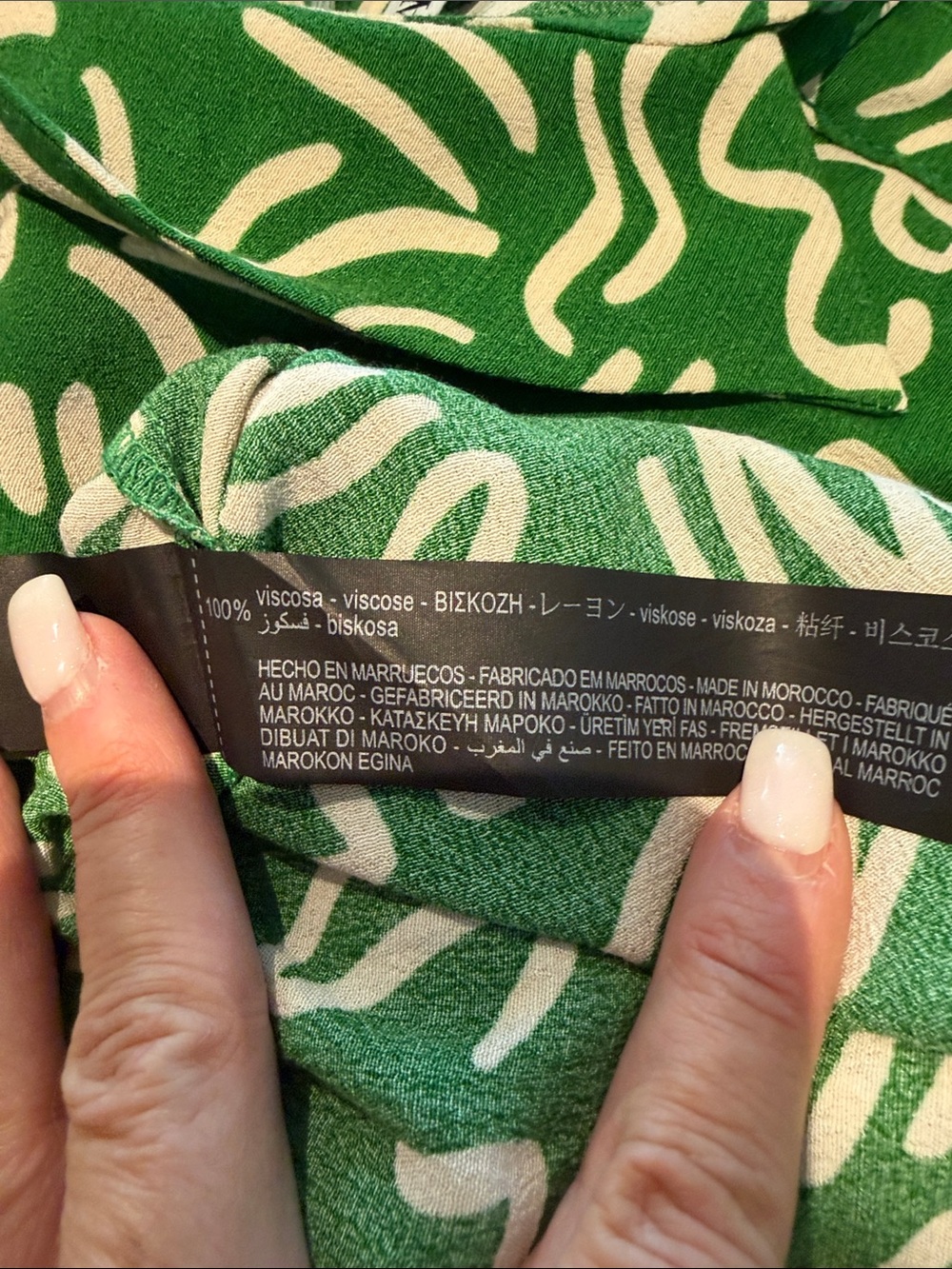 Zara Elora Green and White Printed Midi Dress NWOT - Picture 4 of 5